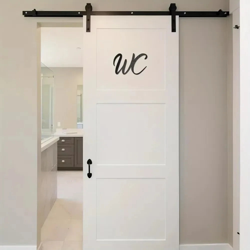panneau wc adhésif lettres stylisées moderne opacité noir calligraphique set autocollants toilettes