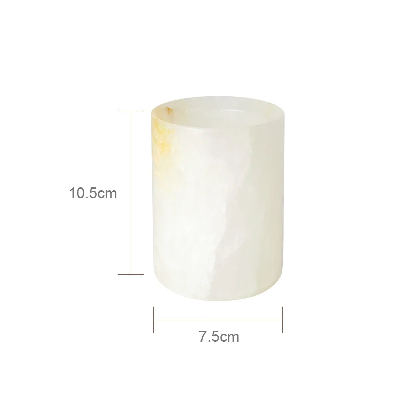 ensemble accessoires salle bain marbre blanc onyx distributeur savon plateau pot brosse dents