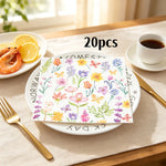 serviettes papier multicolores fleurs papillons illustration mariage anniversaire décoration table thé
