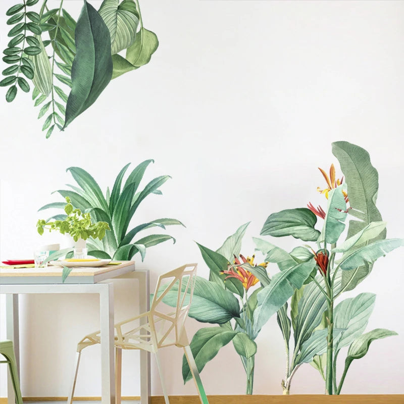 Autocollant mural cocotier et monstera design