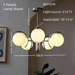 lustre led moderne sphères translucides blanc chrome interrupteur tactile salon chambre