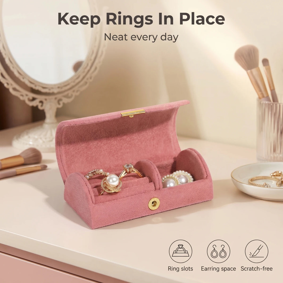 boîte bijoux velours rose gris vert violet marron élégante bague boucles d'oreilles présentoir opacité