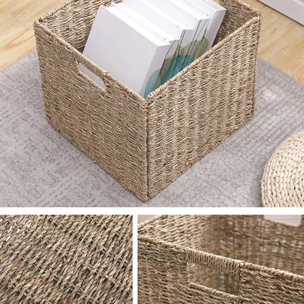 boîtes vannerie tressée rustique bohème scandinave beige marron multipurpose rangement salon chambre