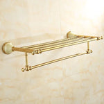 ensemble porte serviettes accessoires salle bain doré classique fixations vis porte serviettes double niveau