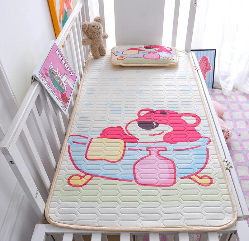 tapis sol enfant dessins animés bleu vert rose opacité cartoon antiacariens