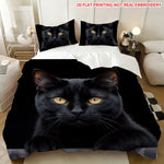 ensemble literie moderne couvre lit taies oreillers imprimé chat noir polyester coton lavable machine