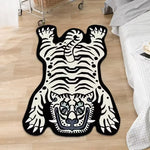tapis bleu tigre moderne graphique polyester imperméable salon chambre coucher