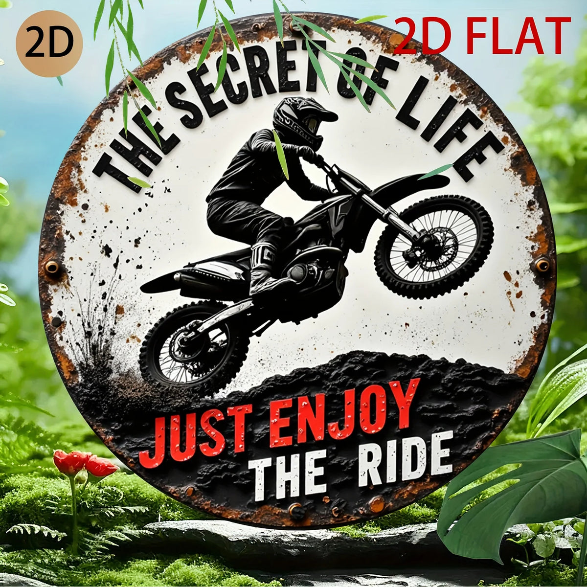 décoration murale vintage plaque bois motard moto secret vie profitez conduite blanc rouge