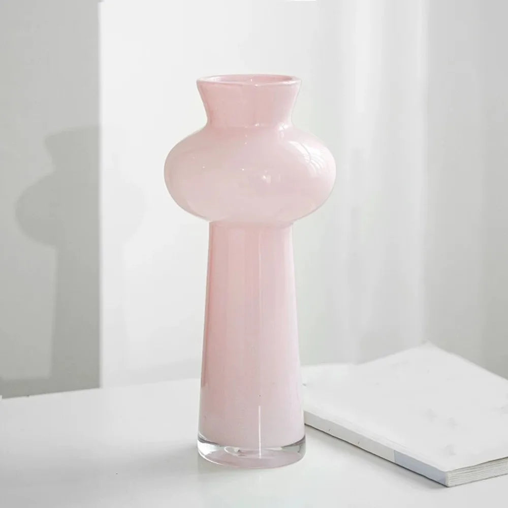 vase transparent moderne vert rose noir fleurs artificielles grande taille