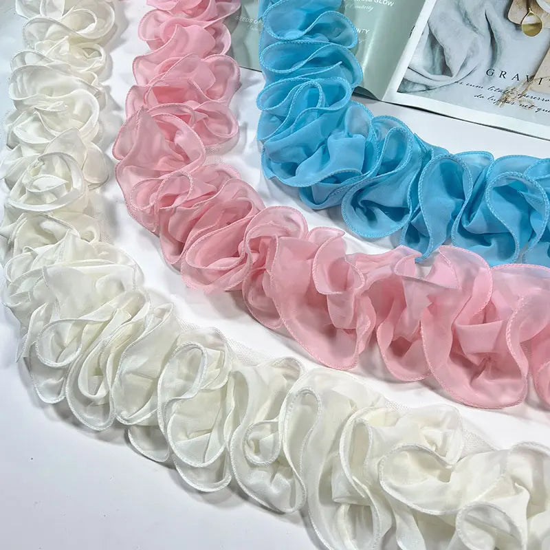 ruban dentelle plissée tulle polyester 10cm large franges moderne élégant accessoire cheveux