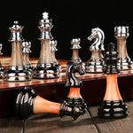 jeu échecs pièces bois métal noir orange argenté classique enfant famille folding magnetic