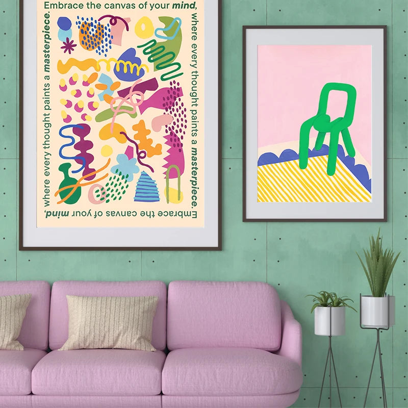 tableau mural toile art abstrait moderne cadre décoratif salon couleurs vives motif géométrique