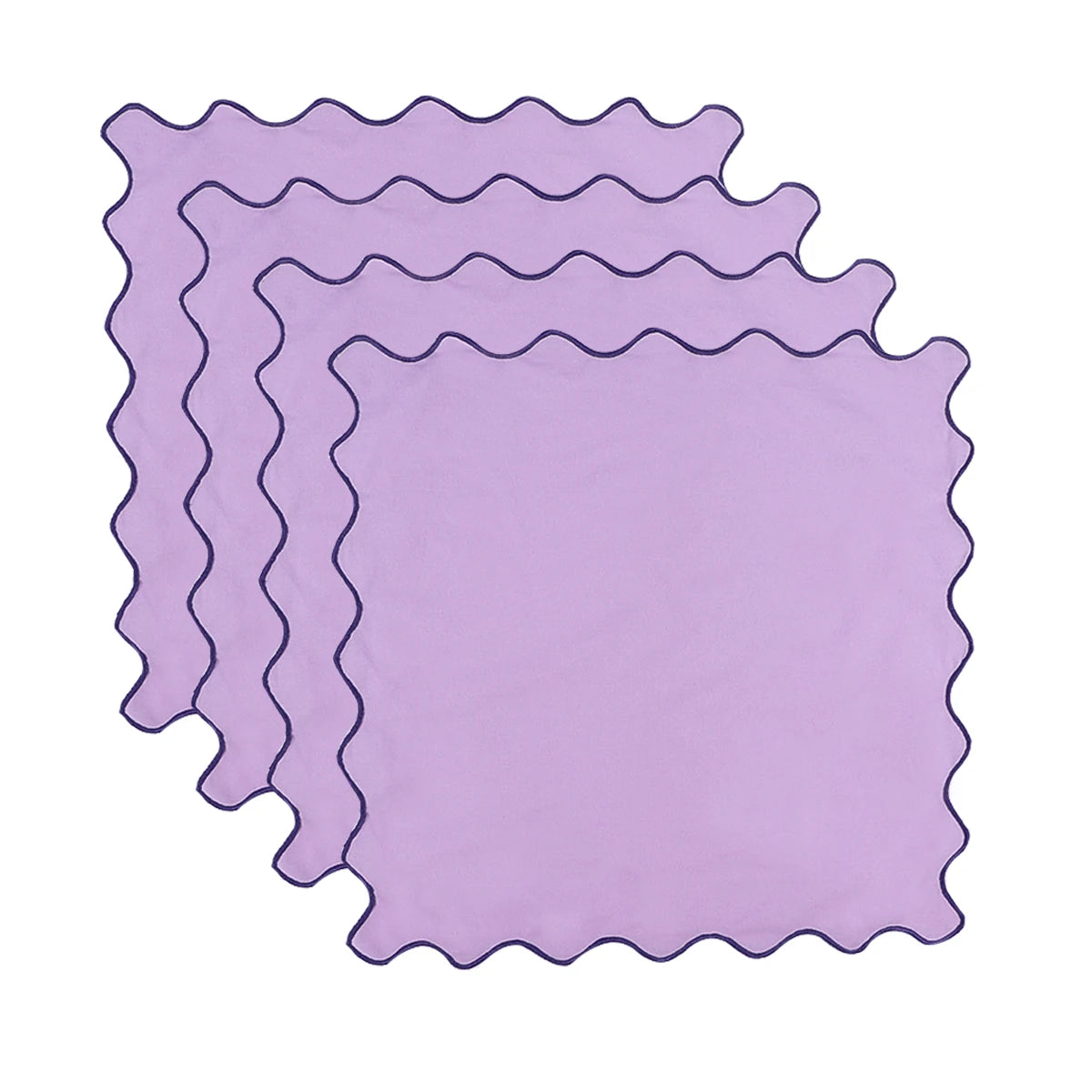 lot serviettes table coton fleurs bordure dentelée rose vert bleu