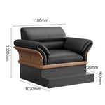 canapé moderne simili cuir noir marron clair table d'appoint intégrée forme