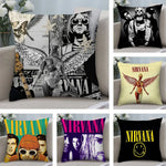 taies d'oreiller décoratives motif nirvana graphique noir blanc gris 45x45cm zip détachable