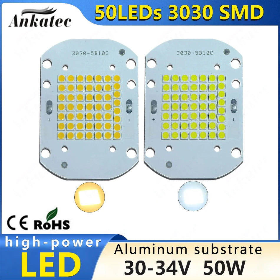 plaque led intégrée 50w 3000k 6000k 120° angle 50 leds aluminium moderne 7500lm 3030smd