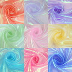 tissu organza holographique rose violet bleu clair vert clair moderne semi transparent polyester