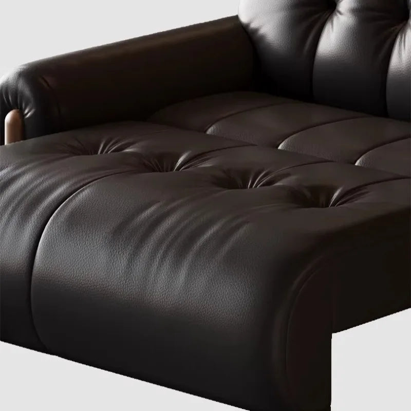 canapé noir simili cuir classique forme salon dimensions variées multifonctionnel élégant