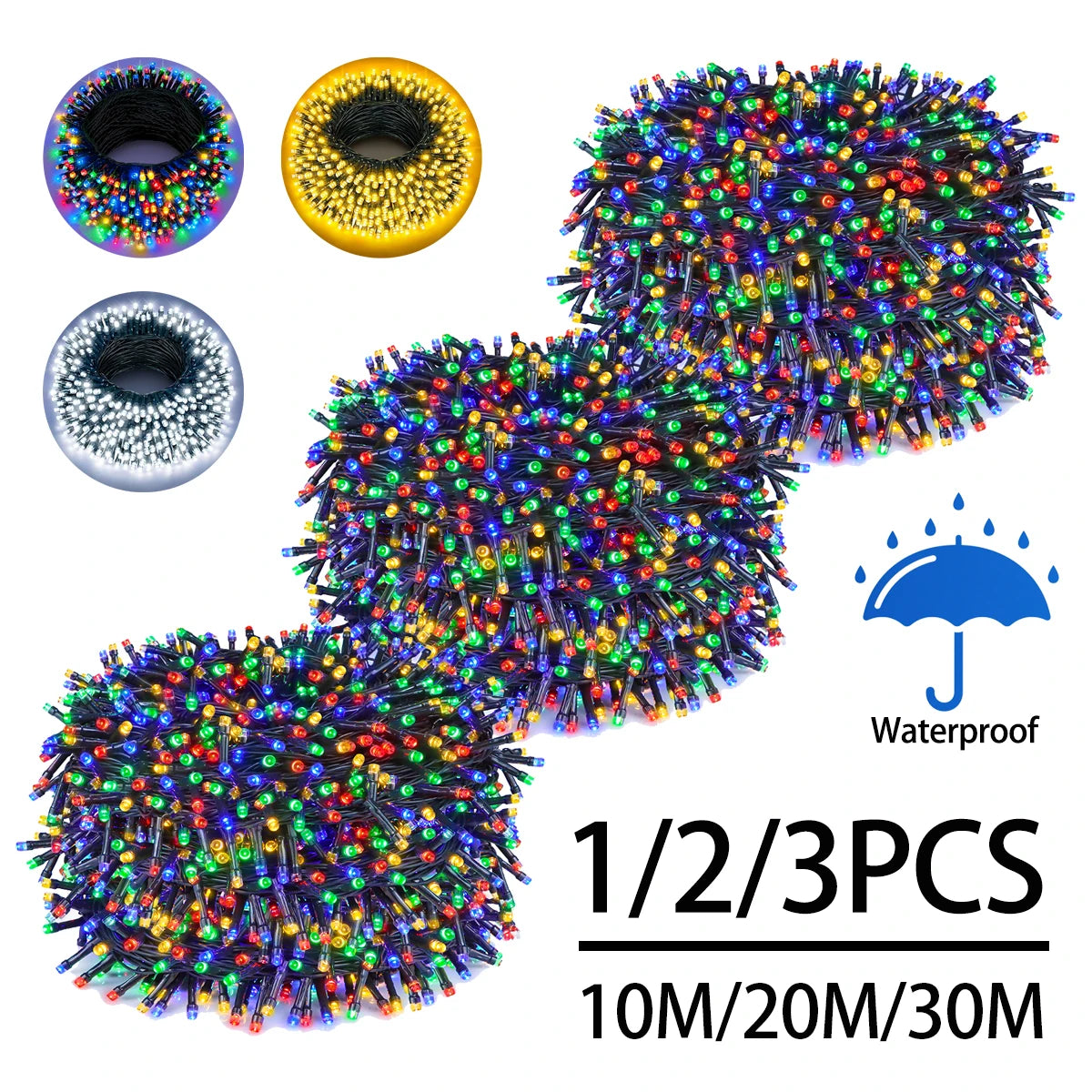 guirlande lumineuse led multicolore filaire décoration noël fête extérieur jardin intérieur longue portée moderne