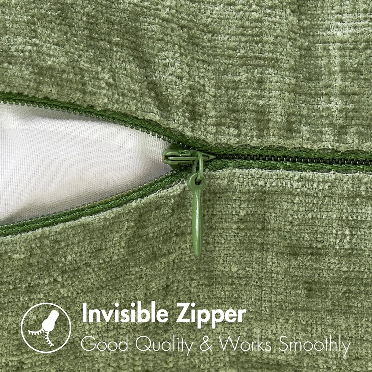housse coussin carré vert olive texture lin moderne zip invisible canapé décoration maison