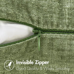 housse coussin carré vert olive texture lin moderne zip invisible canapé décoration maison
