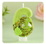bougies chiffres glitter anniversaire dinosaure créatives opaques clips vert clair thèmes animaux
