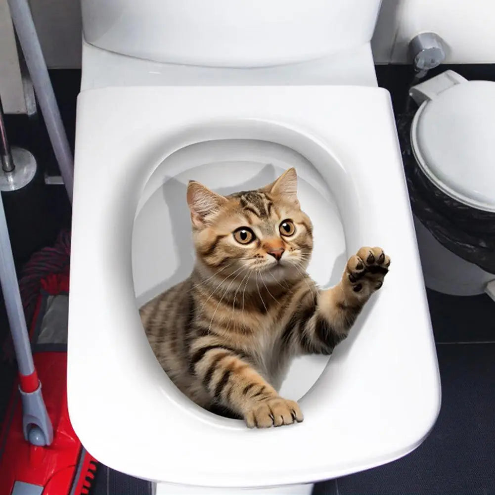 toilettes chat blancs adhésifs animaux moderne salle bains couverture imprimée bricolage
