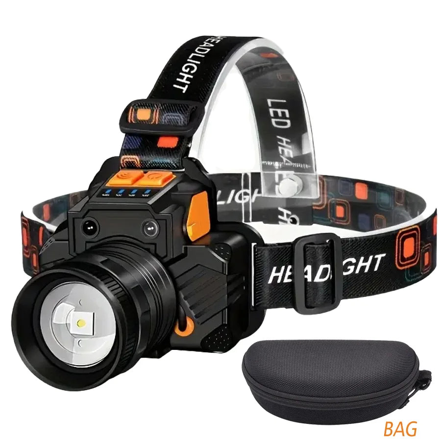 lampe torche noire orange ajustable rechargeable usb sensor mouvement induction switch moderne fonctionnelle