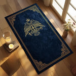 tapis prière aigle byzantin jaune bleu rouge ornement floral classique extérieur moderne polypropylène polyester