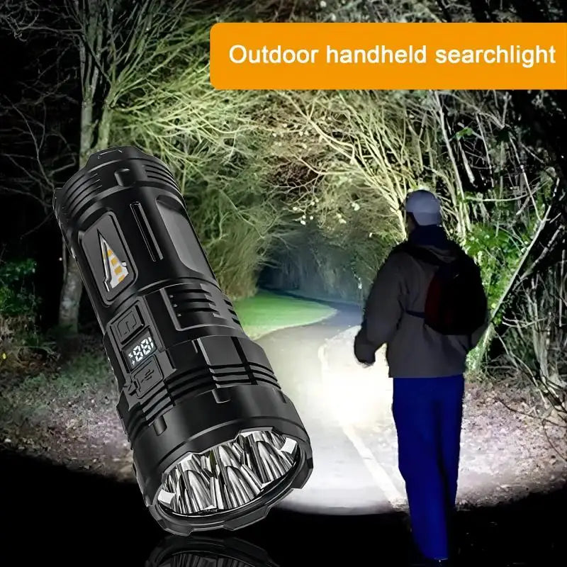 torche led rechargeable camping extérieur 30w lumiere intense noire bluetooth