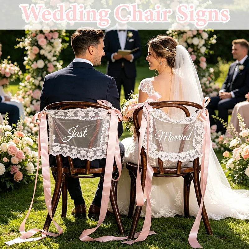 décoration mariage chaises rubans dentelle satin romantique événement anniversaire fiançailles