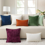 taies d'oreiller décoratives chenille velours moderne zippées imprimés géométriques couleurs variées maison hospitalière