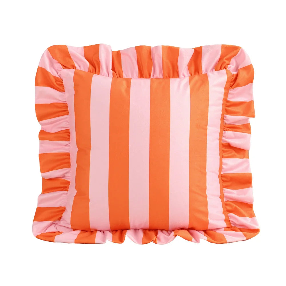 nappe rayée rouge rose moderne anti rayures volants table manger décoration maison festive polyester