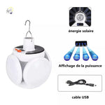 lampe solaire rechargeable éclairage extérieur camping indicateur charge cale blanc moderne