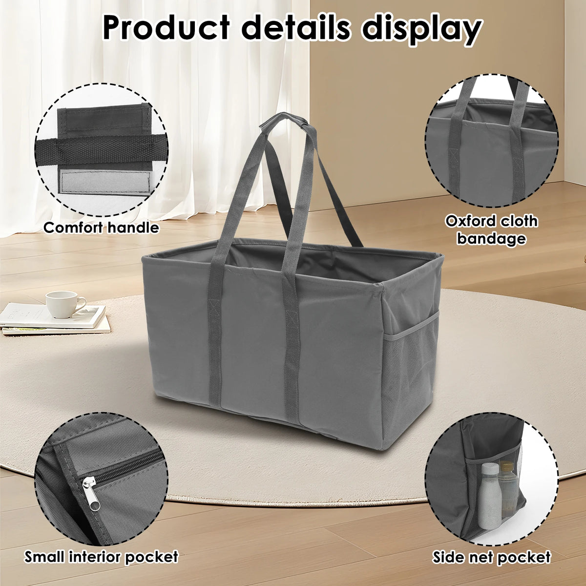 sac rangement pliable oxford tissu utilitaire respectueux environnement gris noir