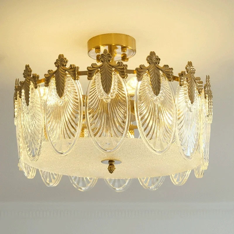 lustre verre led doré feuilles strass baroque éclairage chambre salon haute qualité facile