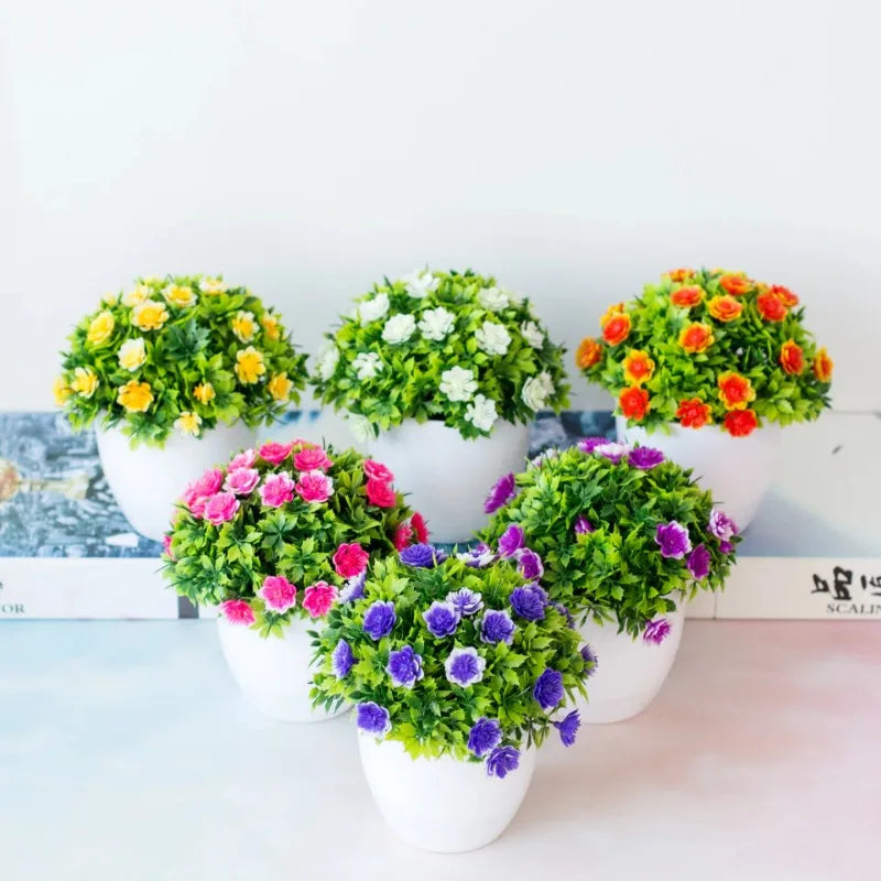 plantes artificielles fleurs roses oranges blanches violettes jaunes moderne decoration exterieure intérieure