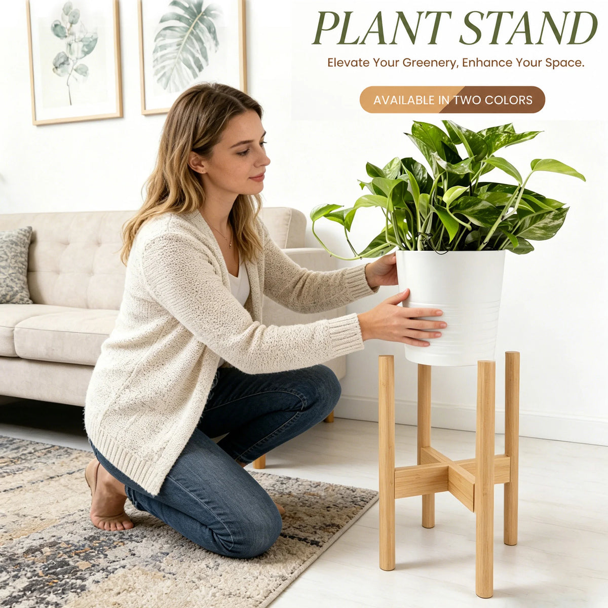 support plantes bois minimaliste moderne intérieur salon balcon terrasse diverse plantes fleurs blanc roses