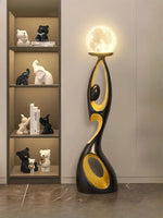 figurine sculpturale abstraite résine deco moderne intérieur lampe lune texture rugueuse artistique moderne