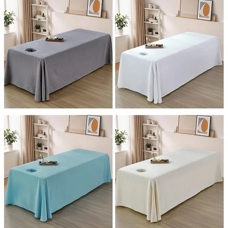 drap massage uni moderne vert pastel gris blanc bleu clair beige polyester adultes
