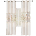 rideau blanc brodé fleur doré rose pâle classique romantique fenêtre