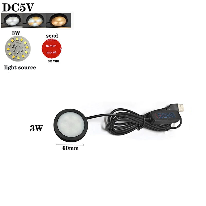 lumière led 10w 6w 3w usb 5v noir moderne adhésif câble usb autocollant 3m