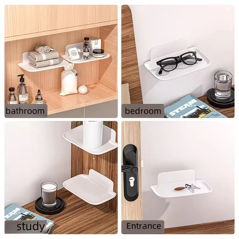 support rangement pliable étagère murale adhésive sans perçage blanc moderne salle bain téléphone boîte