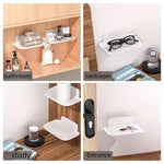 support rangement pliable étagère murale adhésive sans perçage blanc moderne salle bain téléphone boîte