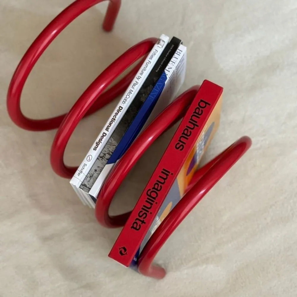 supports livres spirales moderne minimaliste rouge bleu rose jaune gris sans motif.surface lisse