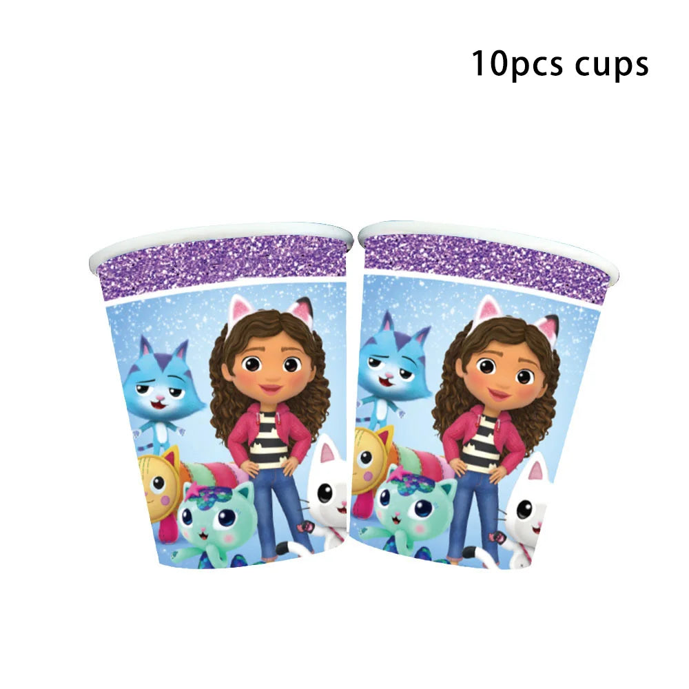 assiettes serviettes tasses nappe fête anniversaire enfantines violet bleu blanc decorative
