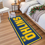 tapis bleu marine lettres öhlins antidérapant polyester moderne intérieur extérieur garage chambre salon
