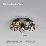 lampe suspendue moderne cubiques géométriques noir blanc chaînes interrupteur tactile chambre salon