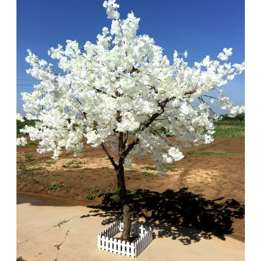 arbre artificiel blanc fleurs tronc brun moderne décoration extérieure mariage photo accueil