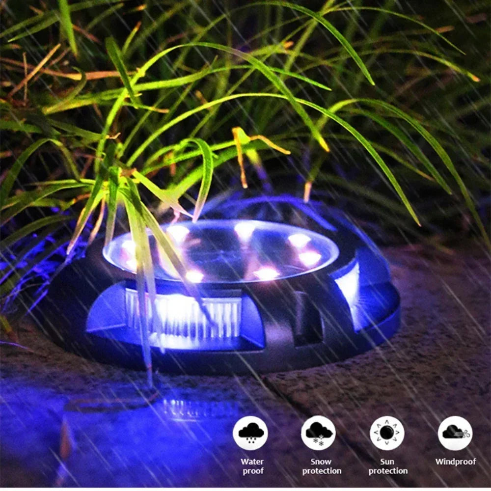 lampe solaire led extérieure moderne noire cercle diodes 12 led ip65 rechargeable solaire